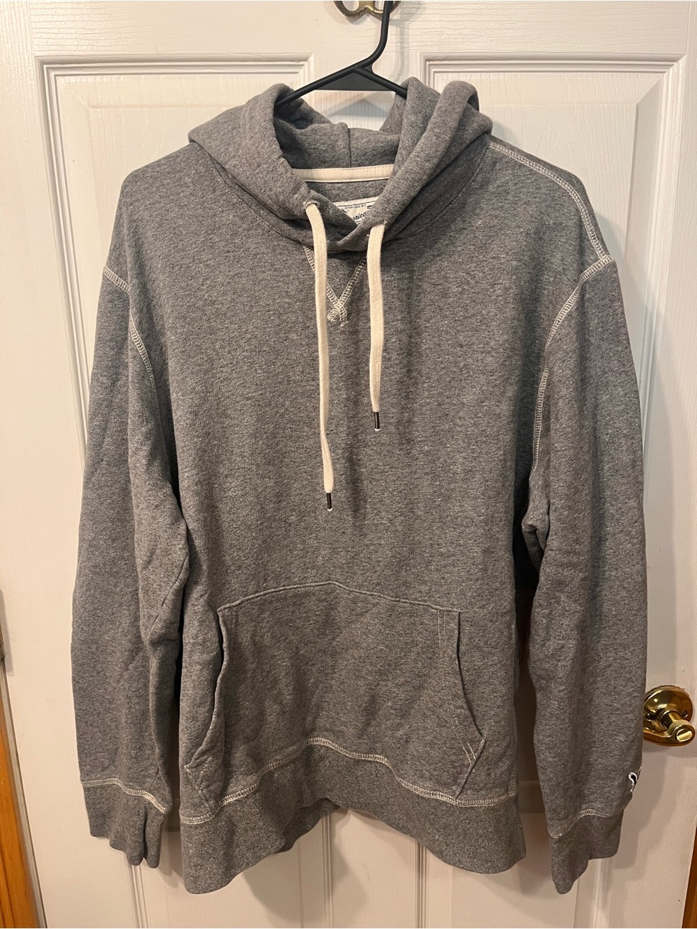 American Eagle Outfitters Gray Pullover Hoodie with Contrast Drawstrings